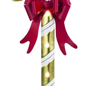 BASTONCINO DI NATALE BIANCO E ORO CON LED 730 MM