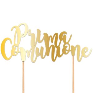 CAKE TOPPER IN CARTA PRIMA COMUNIONE ORO 20 X 16