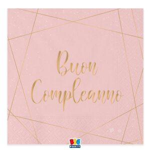 20 TOVAGLIOLI BUON COMPLEANNO ROSE 33 X 33 CM