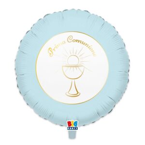 PALLONE MYLAR PRIMA COMUNIONE CHIC CELESTE 45 CM