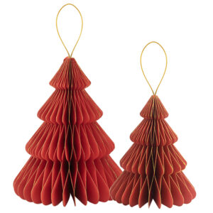 2 ALBERI IN CARTA ROSSO CON PROFILO ORO 2025 CM
