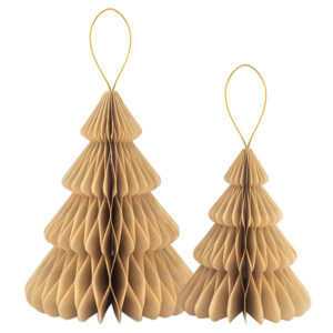 2 ALBERI IN CARTA KRAFT CON PROFILO ORO 2025 CM