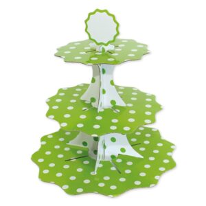 Alzatina 3 piani pois verde mela 35 x 26 x 21 cm