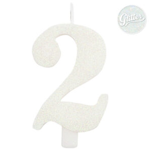 Candelina Glitter Bianca N 2 9 cm