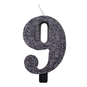 Candelina Glitter Nera N 9 9 cm