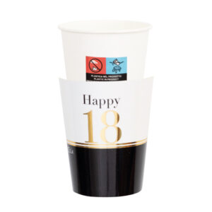 8 Bicchieri Happy 18 Nero e Oro 250 cc