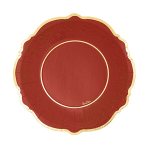 8 PIATTI LIBERTY ROSSO CON BORDO ORO 27 CM