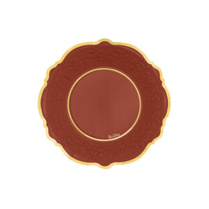 8 PIATTI LIBERTY ROSSO CON BORDO ORO 21 CM