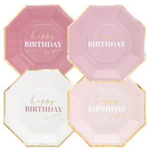 8 PIATTI HAPPY BIRTHDAY TO YOU PINK 24 CM MISTI