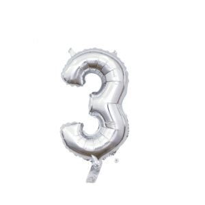 PALLONE MYLAR N 3 ARGENTO CON VALVOLA 14 P 35 CM