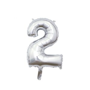PALLONE MYLAR N 2 ARGENTO CON VALVOLA 14 P 35 CM