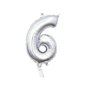 PALLONE MYLAR N 6 ARGENTO CON VALVOLA 14 P 35 CM