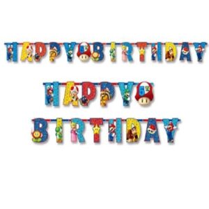 Festone Super Mario Bros Buon Compleanno 190 cm