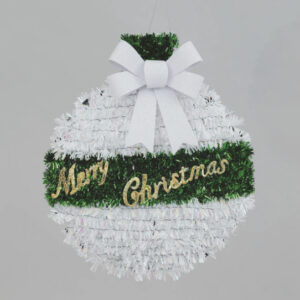 SFERA PVC FILO BIANCO/VERDE SCRITTA MERRY 25 CM