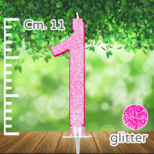 Candelina Fucsia Glitter N 1 11 cm