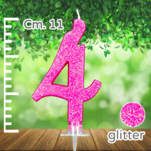 Candelina Fucsia Glitter N 4 11 cm