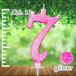 Candelina Fucsia Glitter N 7 11 cm