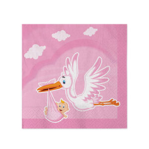 20 Tovaglioli Cicogna Nuvola Rosa 25 x 25 cm