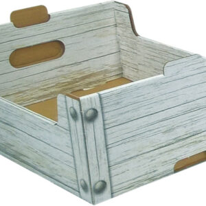 CESTA CARTONE BIANCA EFFETTO LEGNO 42X29X14 CM