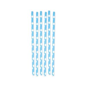 6 Cannucce In Carta Pois Turchese 26 cm